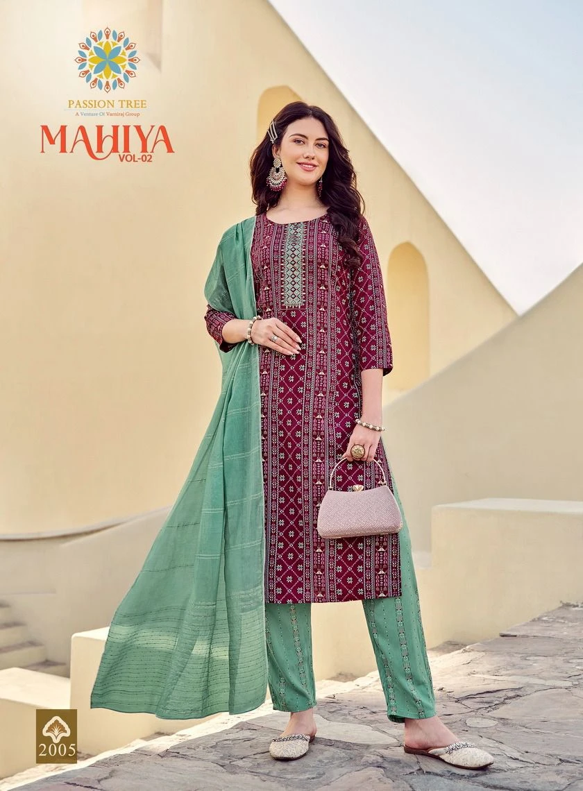 Passion Tree Mahiya Vol 2 Rayon Wholesale Readymade Salwar Suit Catalog — Wholesale Salwar Suits, MPA wholesale from Surat - Gallery Image 4